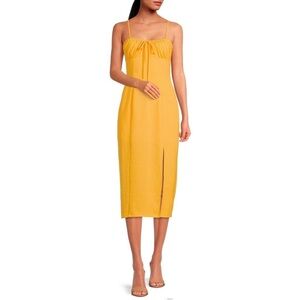 Gianni Bini Yellow Tie Front Midi Sundress